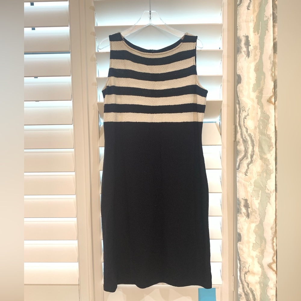 St. John Knit Black and White Striped Dress